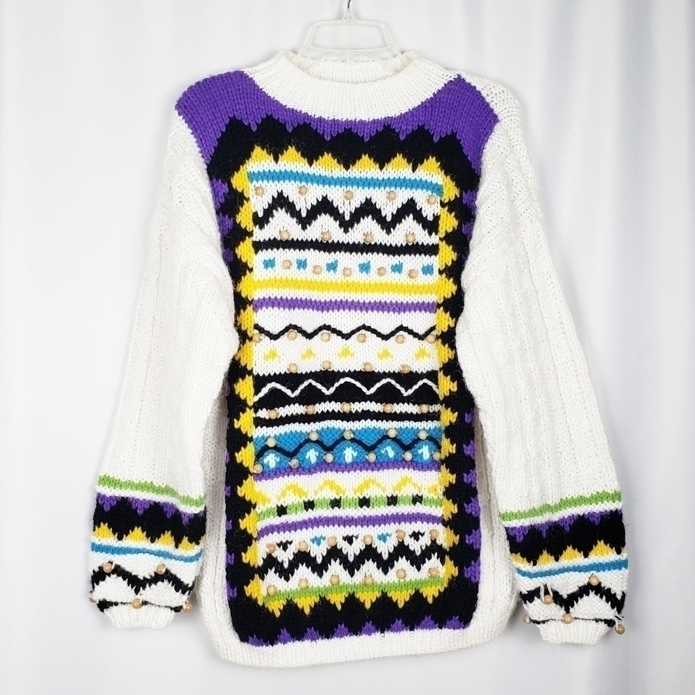 Vintage Kitty Hawk beaded soft chunky sweater